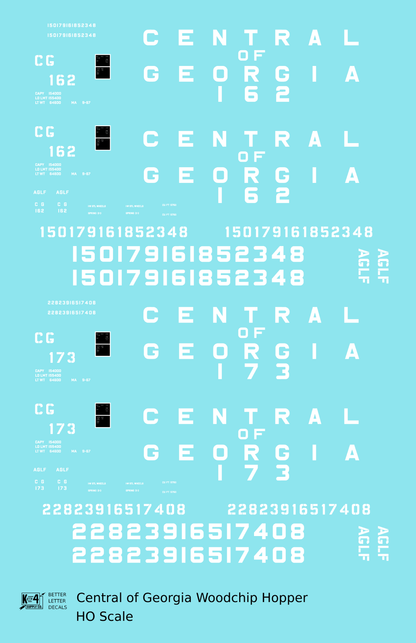 Central Of Georgia Wood Chip Hopper White Southern Block Letter - Decal - Choose Scale
