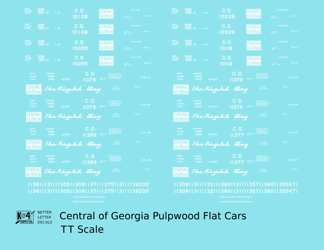Central Of Georgia Pulpwood Flat Car White