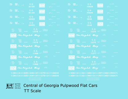 Central Of Georgia Pulpwood Flat Car White