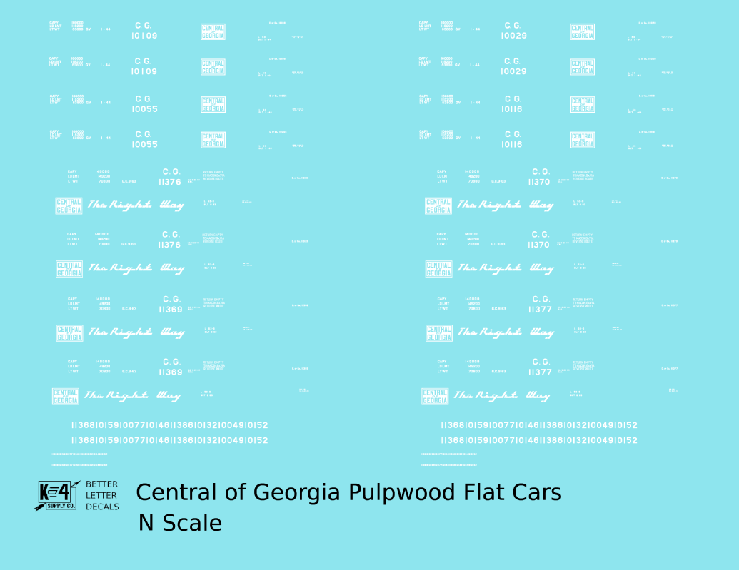 Central Of Georgia Pulpwood Flat Car White