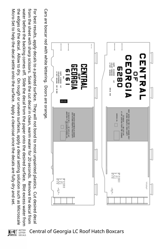 Central Of Georgia Roof Hatch Boxcar White Block Letter - Decal
