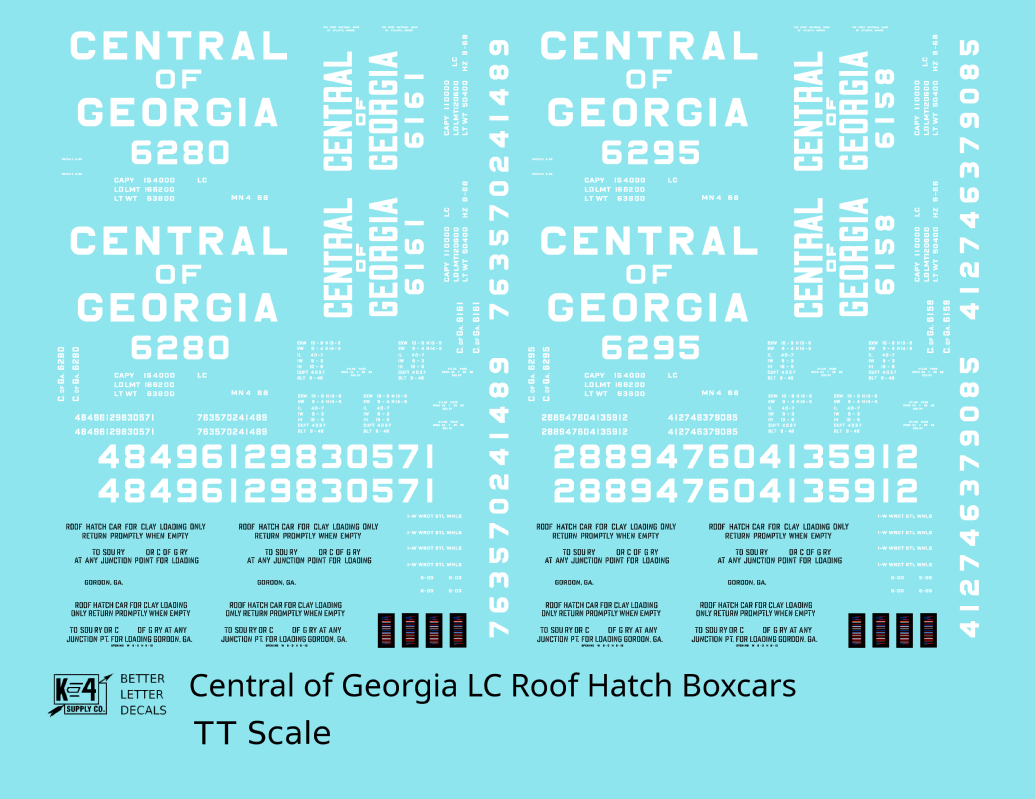 Central Of Georgia Roof Hatch Boxcar White Block Letter