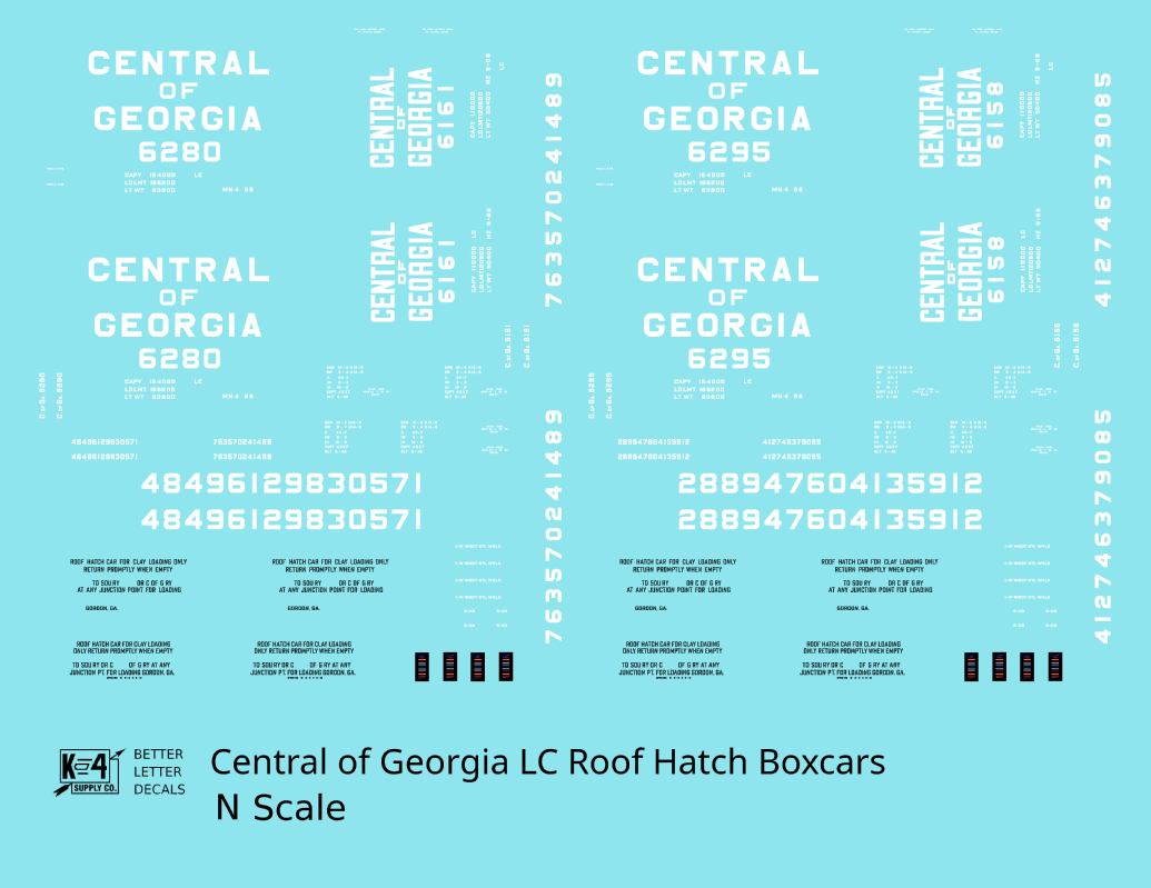 Central Of Georgia Roof Hatch Boxcar White Block Letter