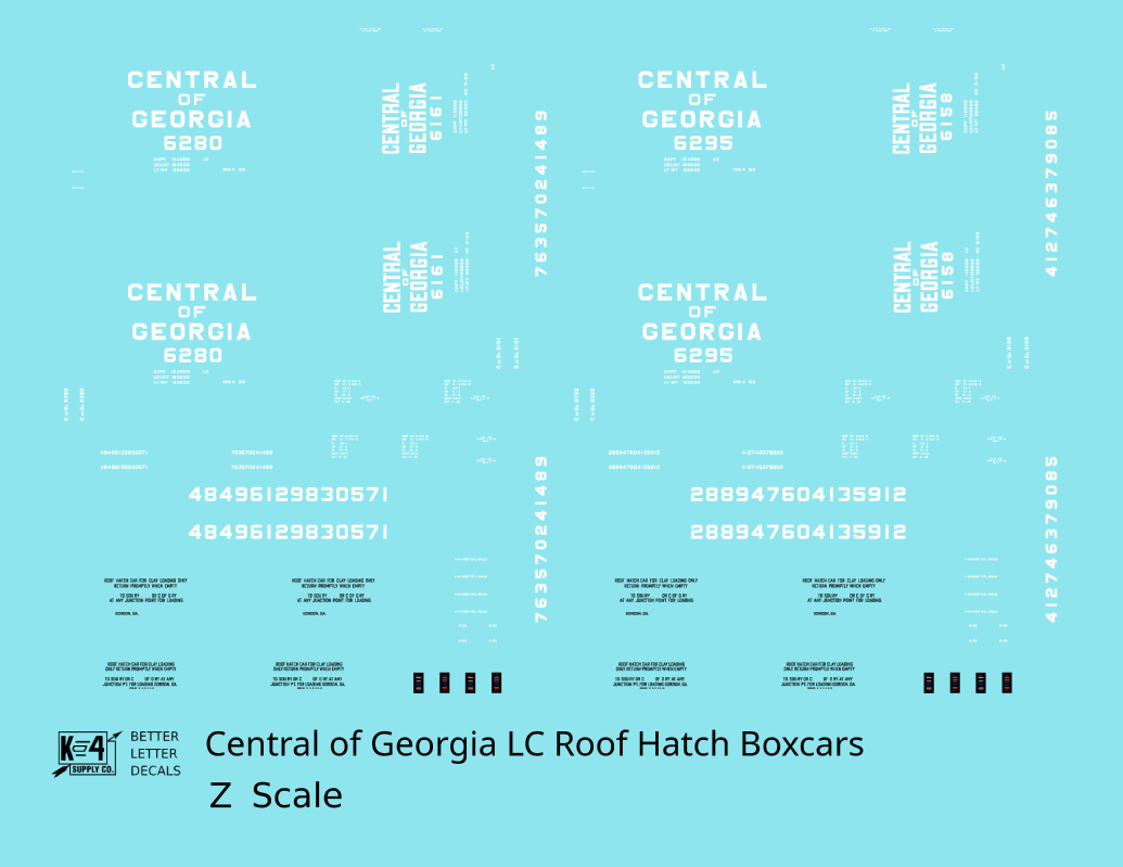 Central Of Georgia Roof Hatch Boxcar White Block Letter