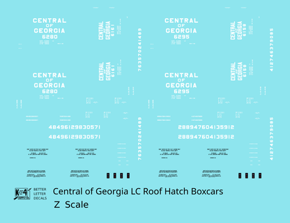Central Of Georgia Roof Hatch Boxcar White Block Letter