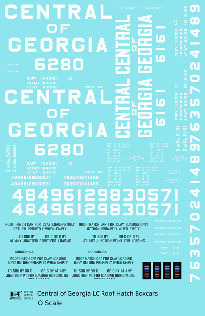 Central Of Georgia Roof Hatch Boxcar White Block Letter