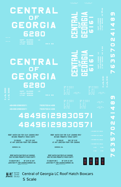Central Of Georgia Roof Hatch Boxcar White Block Letter