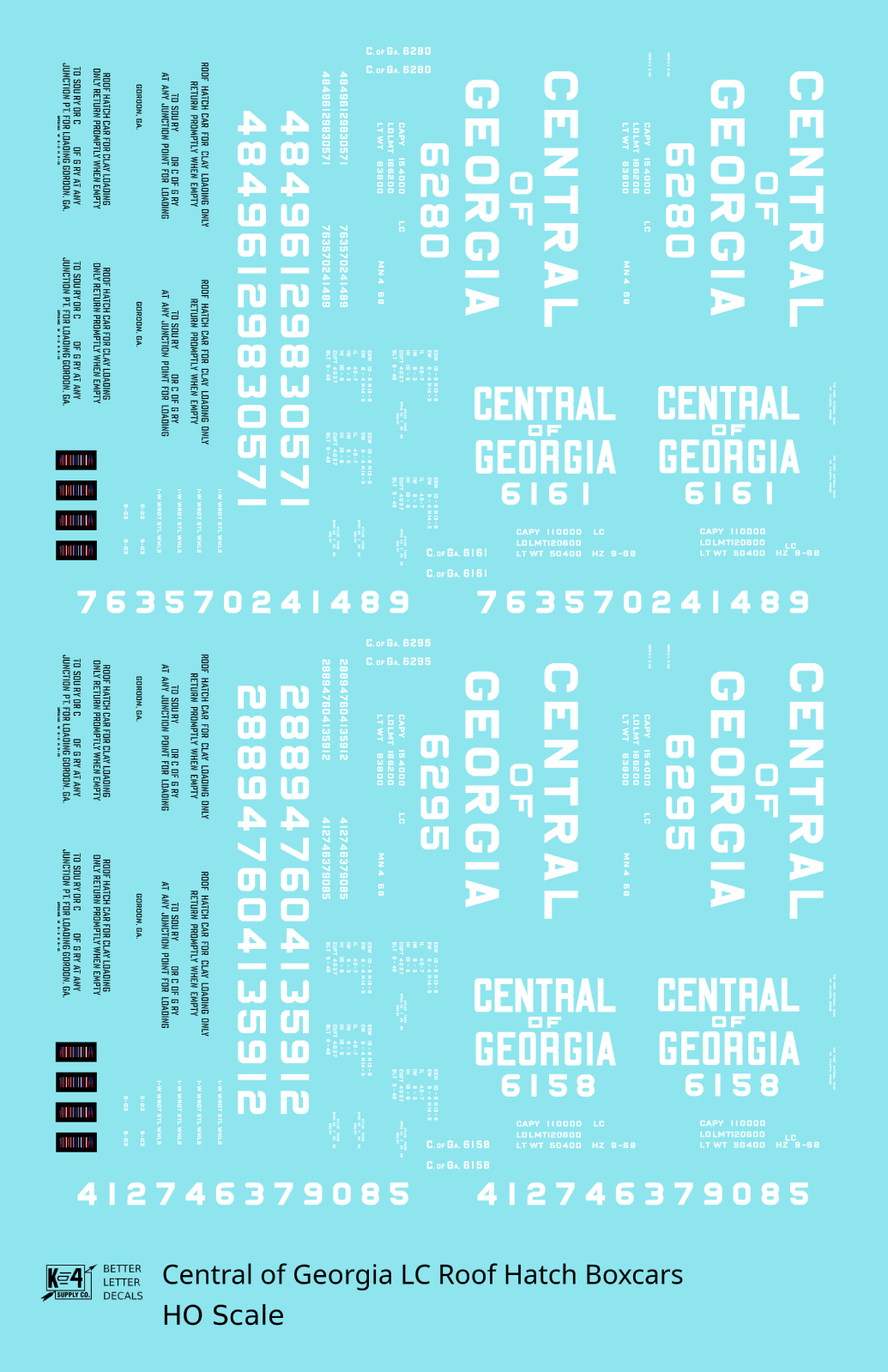 Central Of Georgia Roof Hatch Boxcar White Block Letter