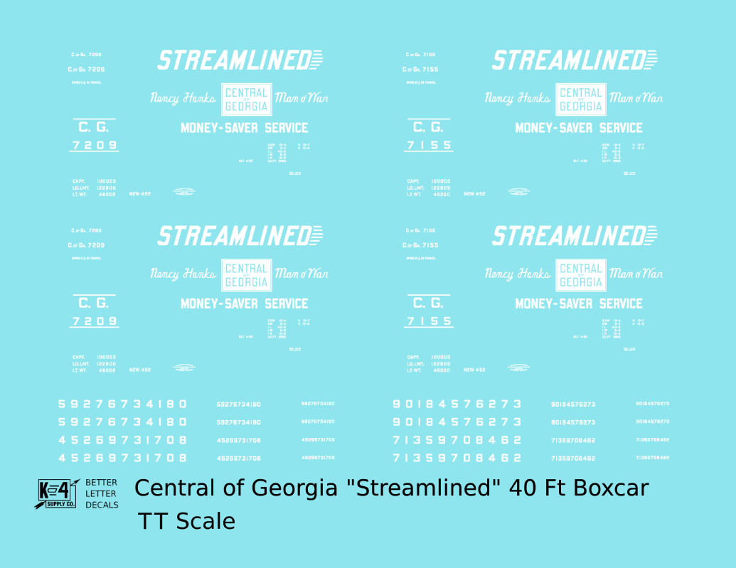 Central Of Georgia 40 Ft Boxcar White Streamlined