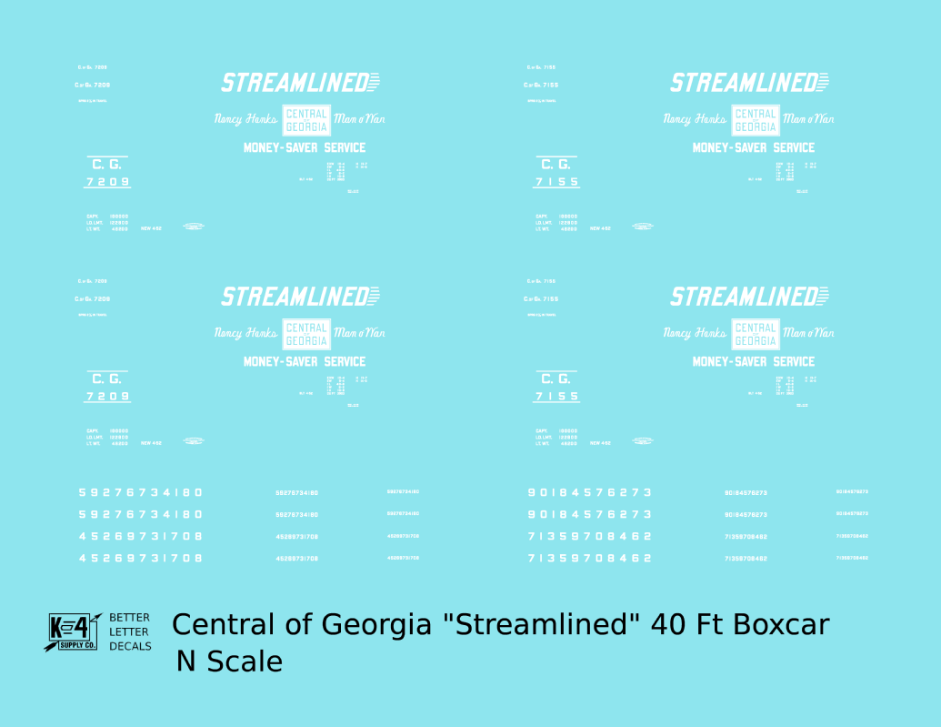 Central Of Georgia 40 Ft Boxcar White Streamlined