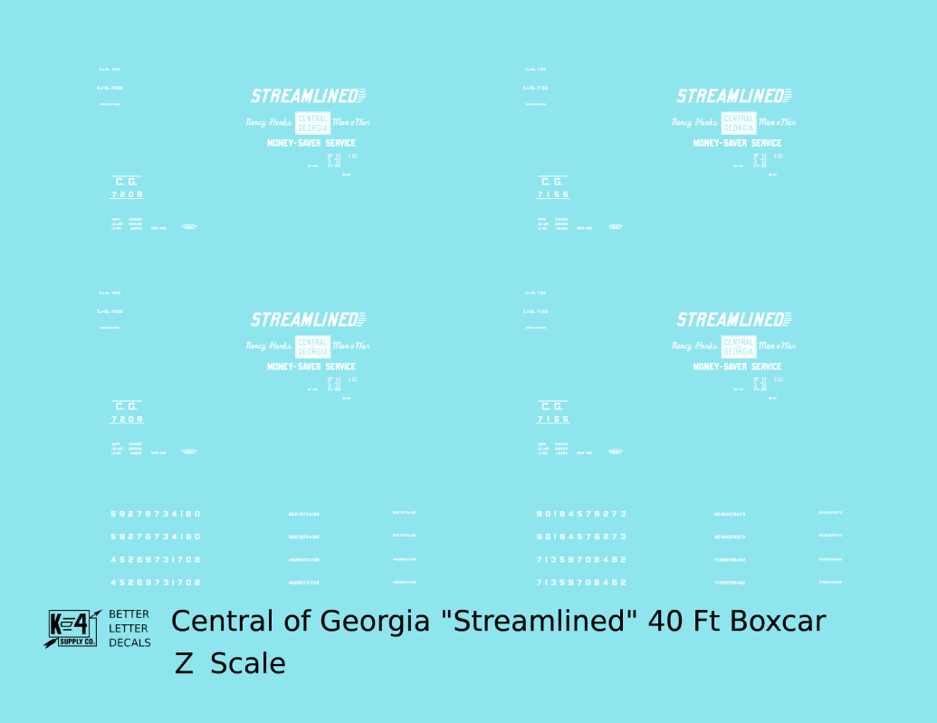 Central Of Georgia 40 Ft Boxcar White Streamlined