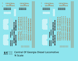 Central Of Georgia Diesel Locomotive Gold Southern Scheme - Decal - Choose Scale