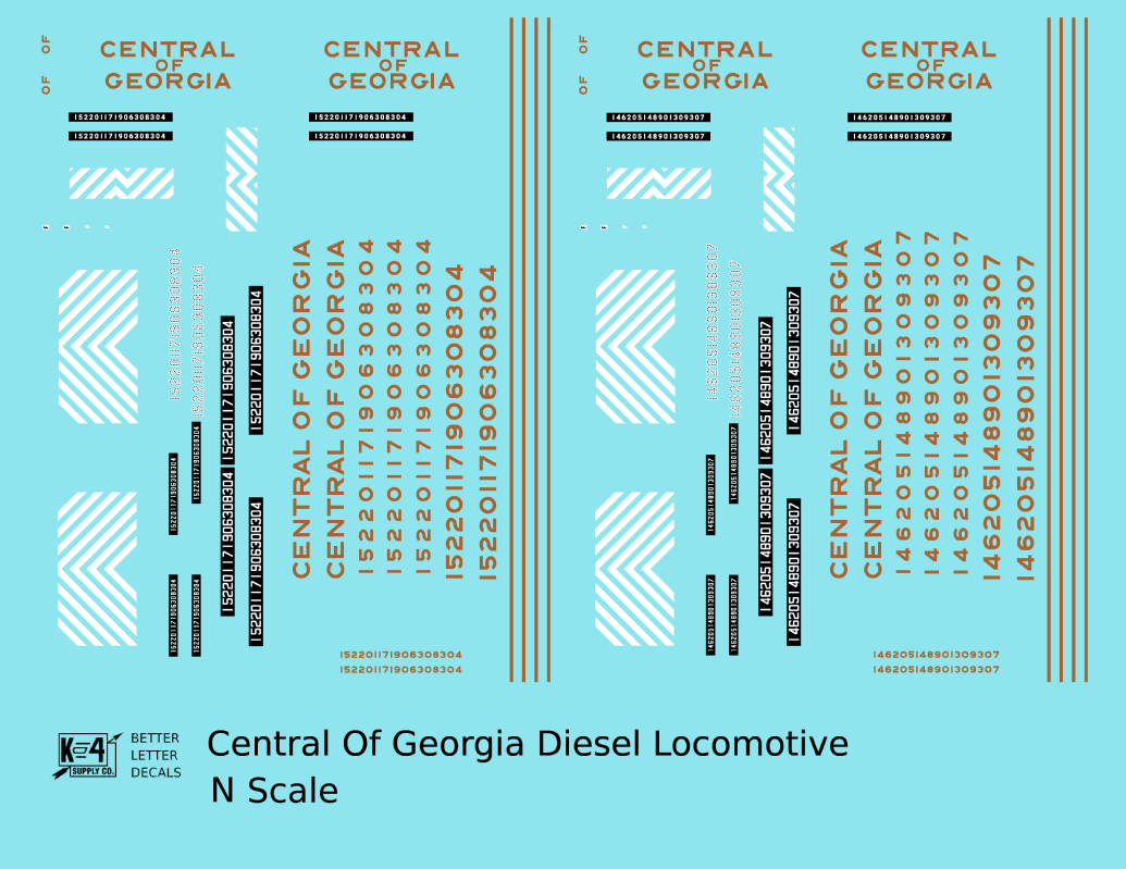 Central Of Georgia Diesel Locomotive Gold Southern Scheme
