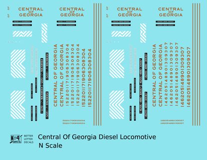 Central Of Georgia Diesel Locomotive Gold Southern Scheme