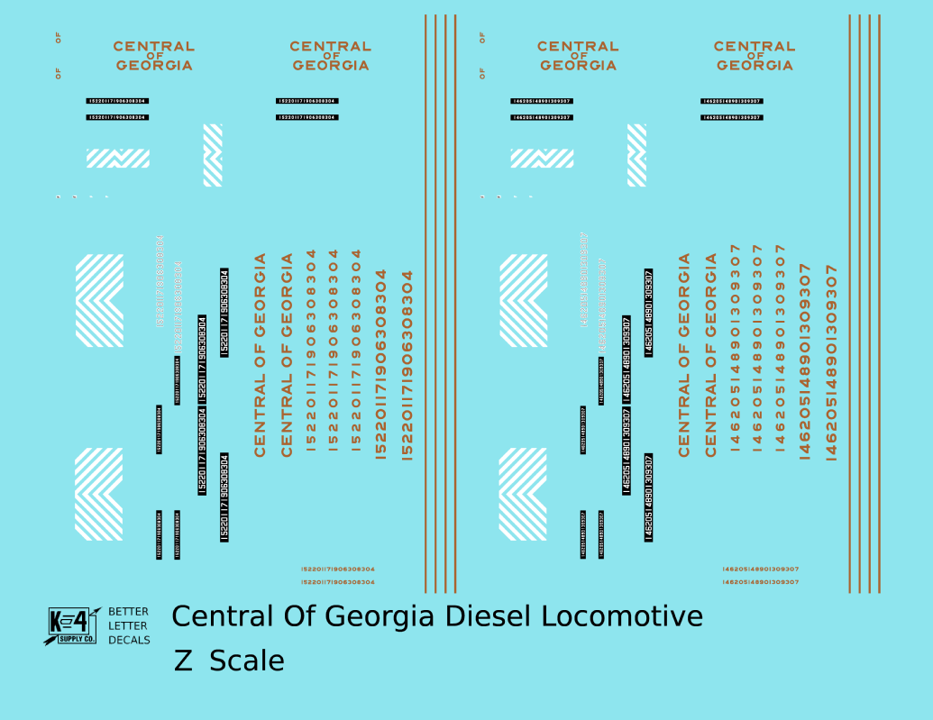 Central Of Georgia Diesel Locomotive Gold Southern Scheme