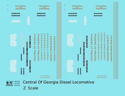 Central Of Georgia Diesel Locomotive Gold Southern Scheme