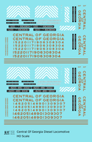 Central Of Georgia Diesel Locomotive Gold Southern Scheme - Decal - Choose Scale