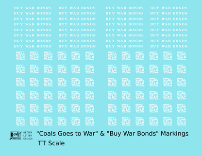 PRR Coal Goes To War Buy War Bonds Markings  White  - Decal - Choose Scale