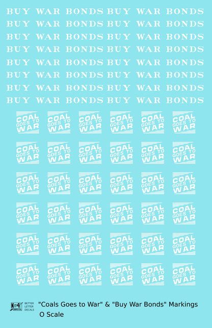 PRR Coal Goes To War Buy War Bonds Markings  White  - Decal Sheet