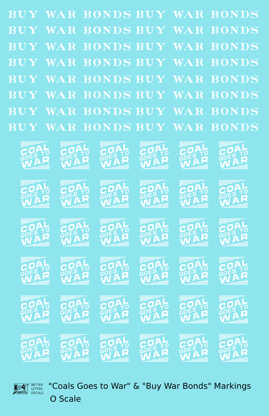 PRR Coal Goes To War Buy War Bonds Markings  White  - Decal Sheet