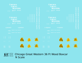 Chicago Great Western 36 Ft Wood Boxcar White and Yellow Leaf Herald - Decal - Choose Scale
