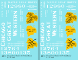Chicago Great Western 36 Ft Wood Boxcar White and Yellow Leaf Herald - Decal - Choose Scale