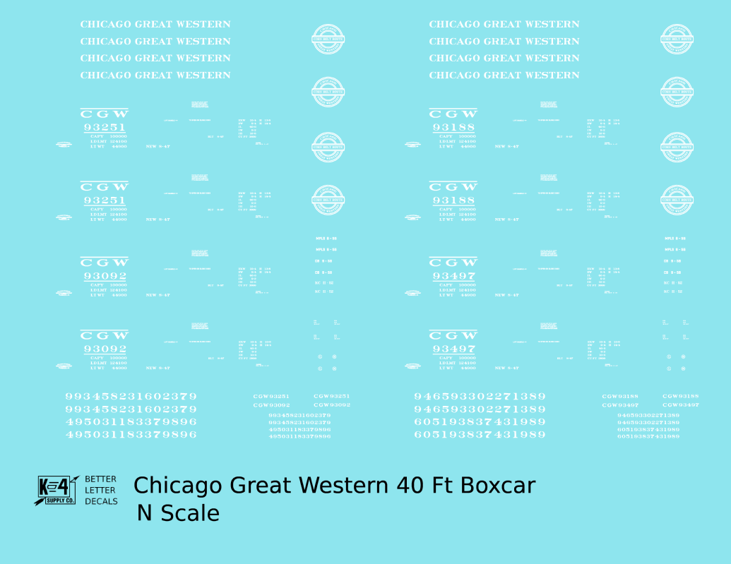 Chicago Great Western 40 Ft Boxcar White