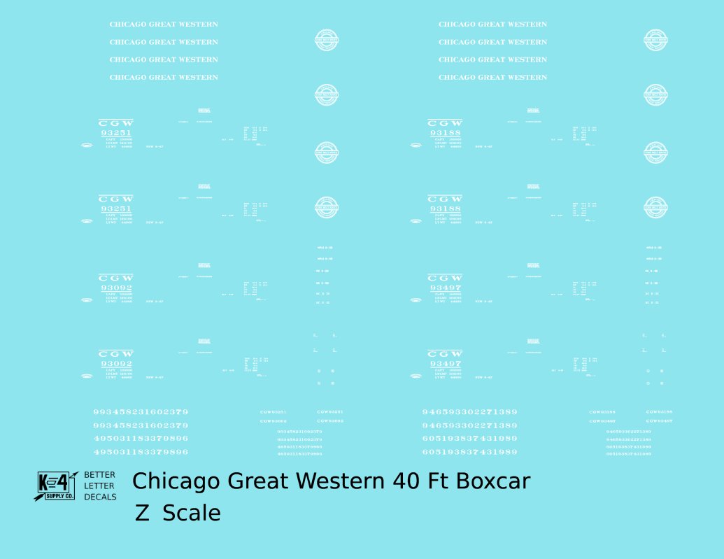 Chicago Great Western 40 Ft Boxcar White