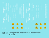 Chicago Great Western 50 Ft Furniture Boxcar White and Yellow Leaf Herald - Decal - Choose Scale