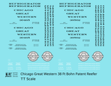 Chicago Great Western 38 Ft Bohn Patent Ice Reefer Black and White  - Decal - Choose Scale