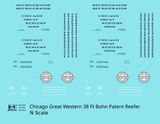 Chicago Great Western 38 Ft Bohn Patent Ice Reefer Black and White  - Decal - Choose Scale