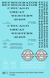 Chicago Great Western 38 Ft Bohn Patent Ice Reefer Black and White  - Decal - Choose Scale
