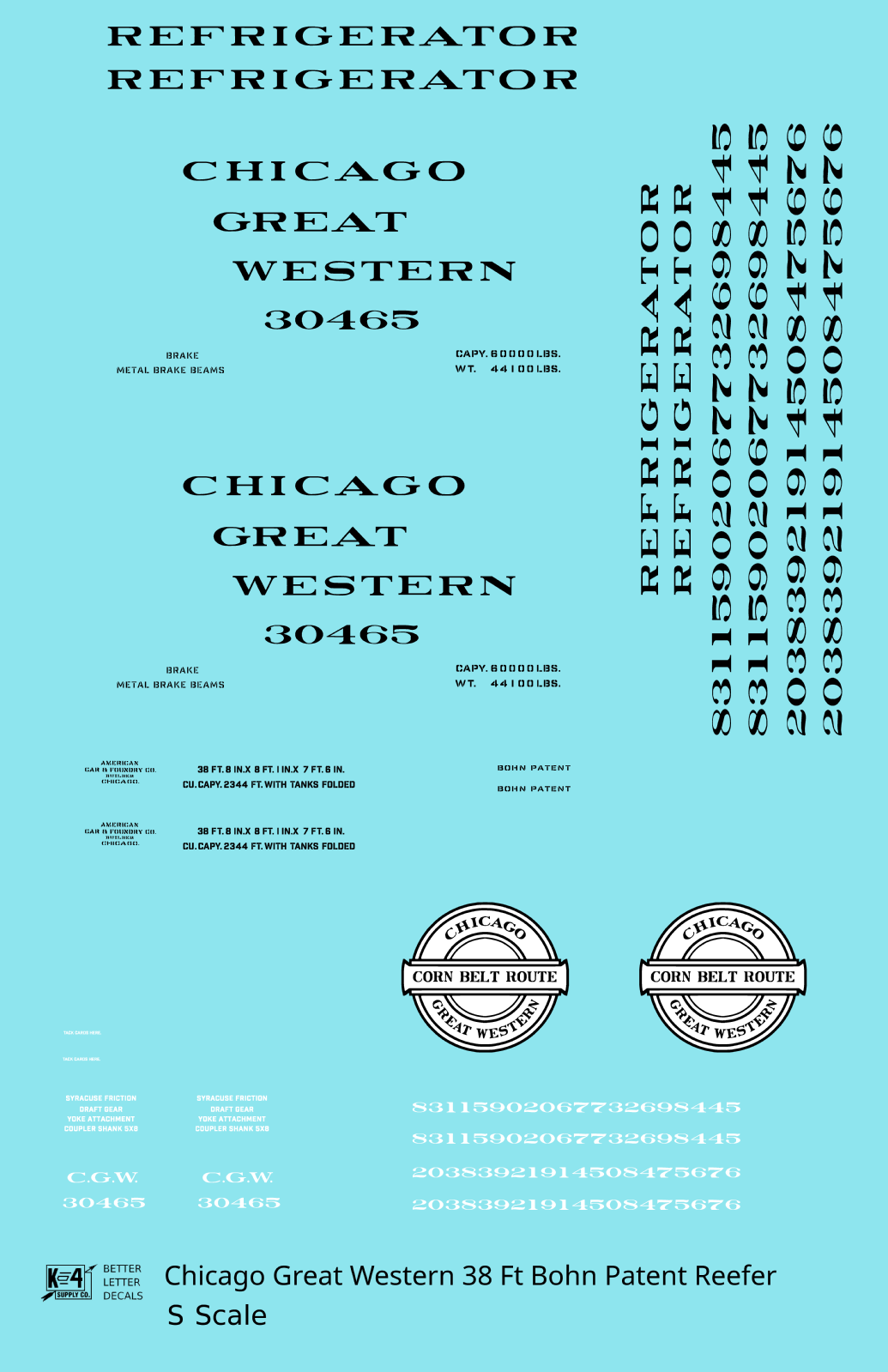 Chicago Great Western 38 Ft Bohn Patent Ice Reefer Black and White