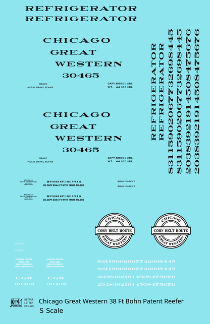 Chicago Great Western 38 Ft Bohn Patent Ice Reefer Black and White