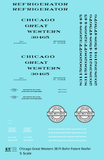 Chicago Great Western 38 Ft Bohn Patent Ice Reefer Black and White  - Decal - Choose Scale