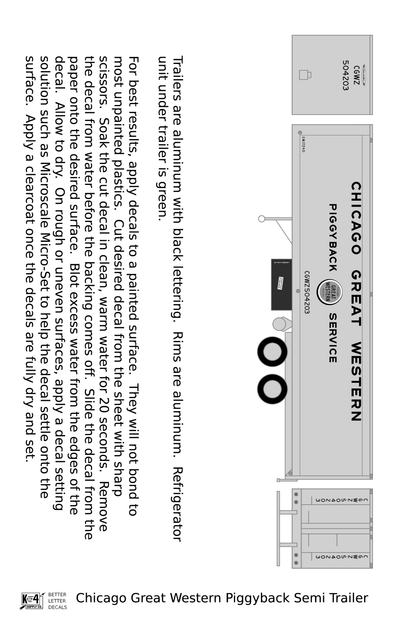 Chicago Great Western Piggyback Semi Trailer Black