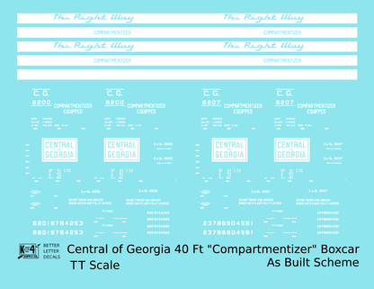 Central Of Georgia 40 Ft Compartmentizer Boxcar White As Built