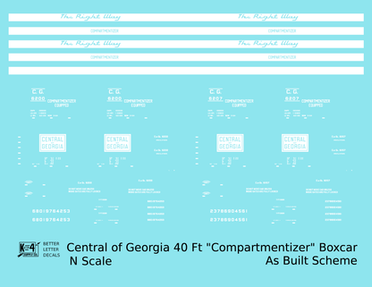 Central Of Georgia 40 Ft Compartmentizer Boxcar White As Built