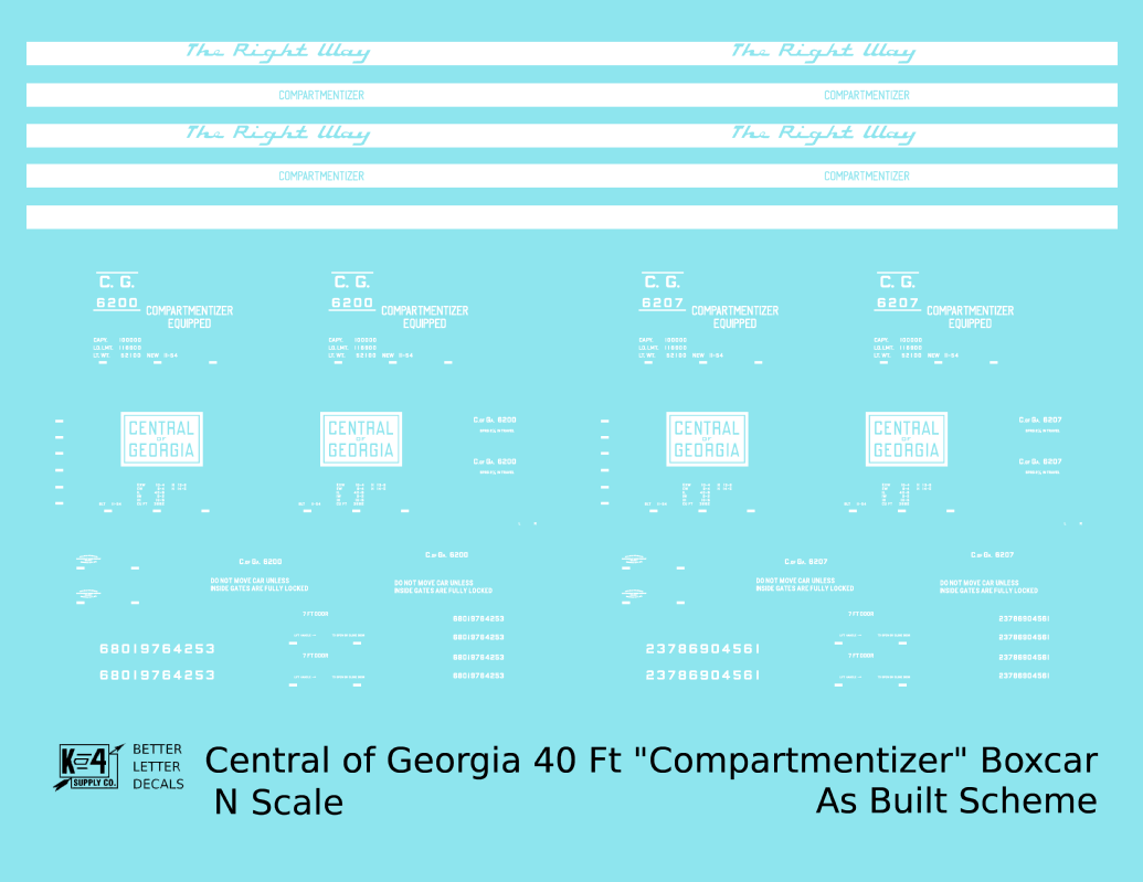 Central Of Georgia 40 Ft Compartmentizer Boxcar White As Built