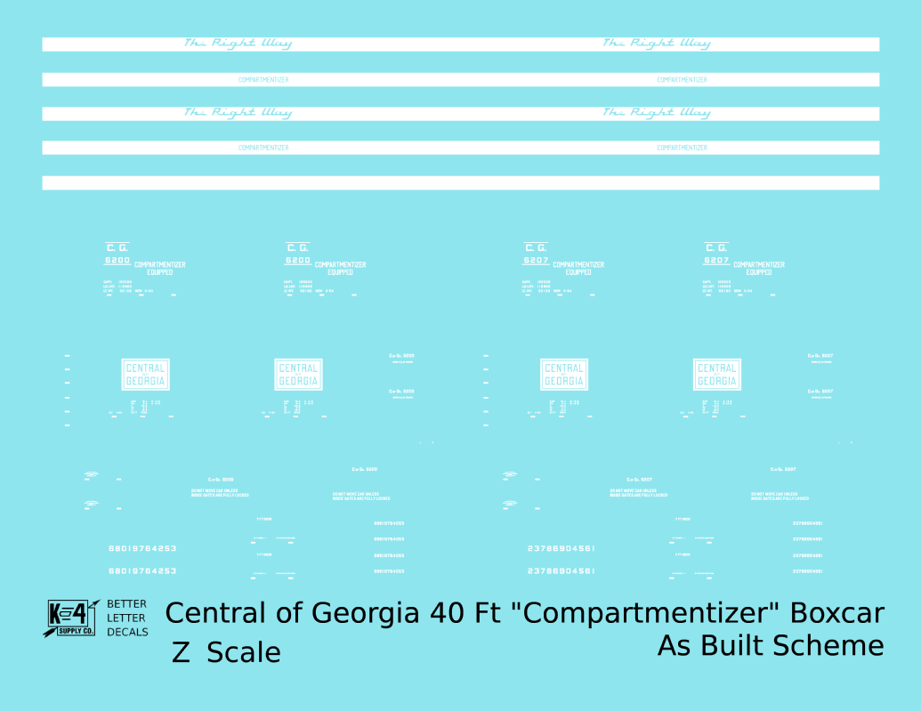 Central Of Georgia 40 Ft Compartmentizer Boxcar White As Built