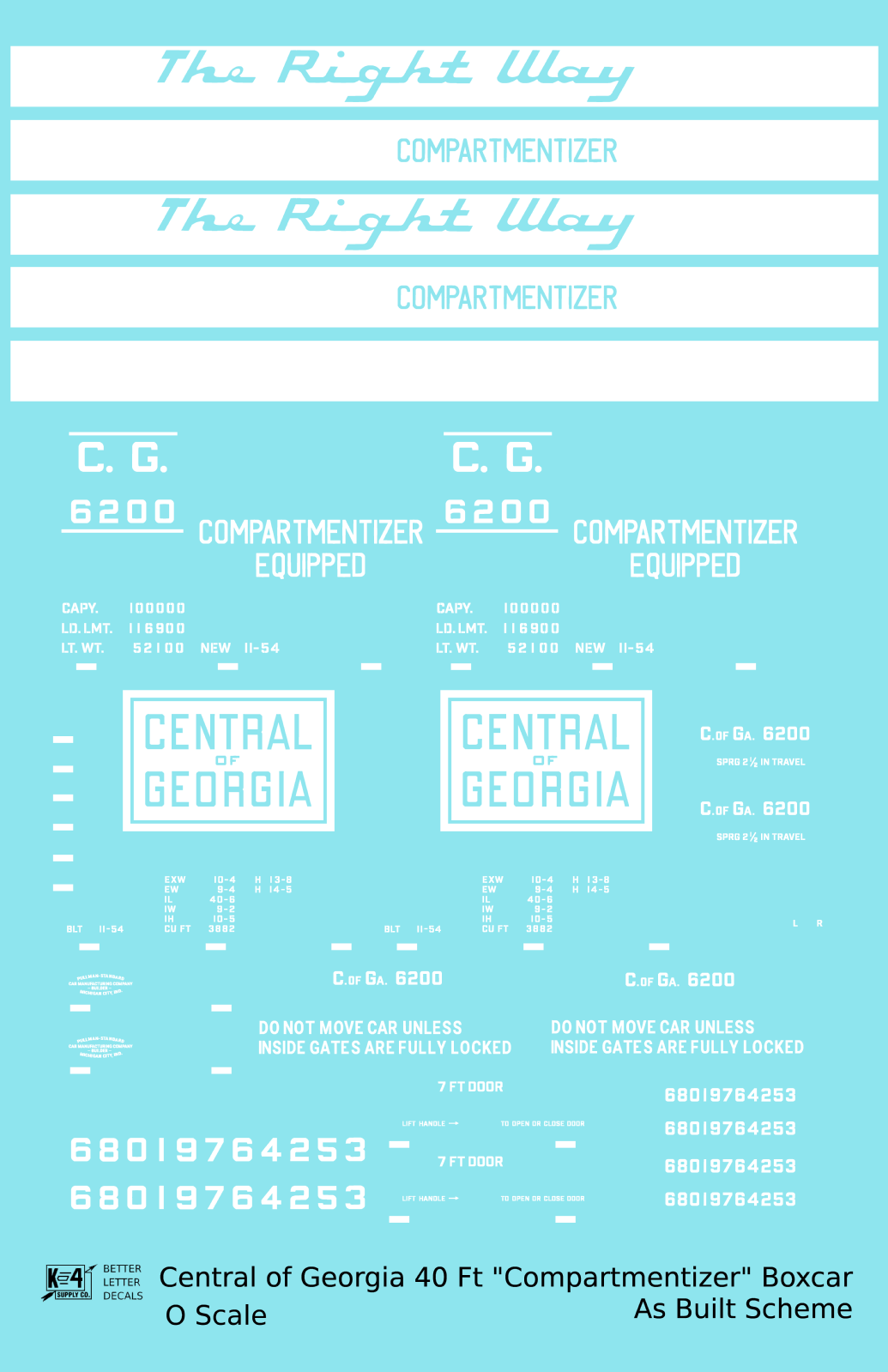 Central Of Georgia 40 Ft Compartmentizer Boxcar White As Built