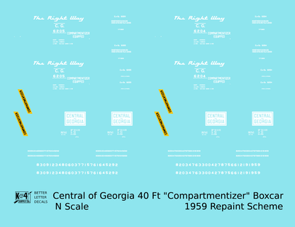 Central Of Georgia 40 Ft Compartmentizer Boxcar 1959 Repaint