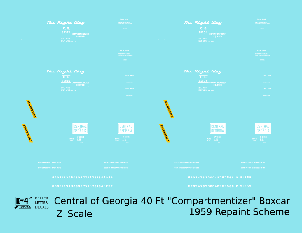 Central Of Georgia 40 Ft Compartmentizer Boxcar 1959 Repaint