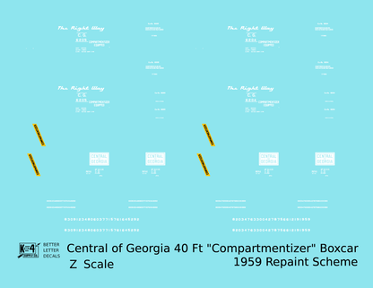 Central Of Georgia 40 Ft Compartmentizer Boxcar 1959 Repaint