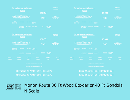 CI&L (Monon) 36 Ft Wood Boxcar 40 Ft Gondola White Early Scheme