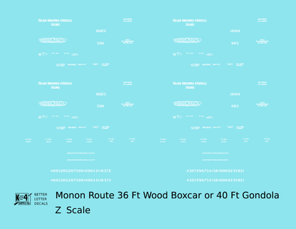 CI&L (Monon) 36 Ft Wood Boxcar 40 Ft Gondola White Early Scheme