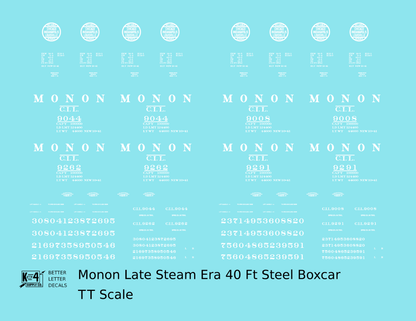 Monon (CIL) 40 Ft Steam Era Boxcar White Early Round Herald
