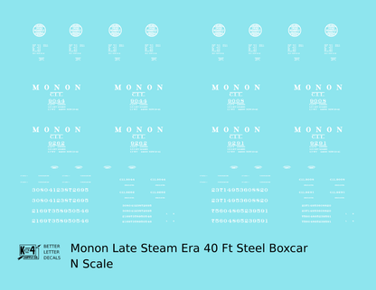 Monon (CIL) 40 Ft Steam Era Boxcar White Early Round Herald