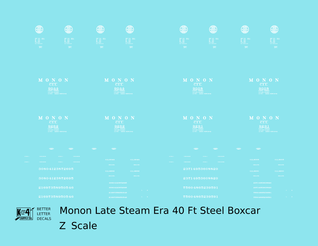 Monon (CIL) 40 Ft Steam Era Boxcar White Early Round Herald