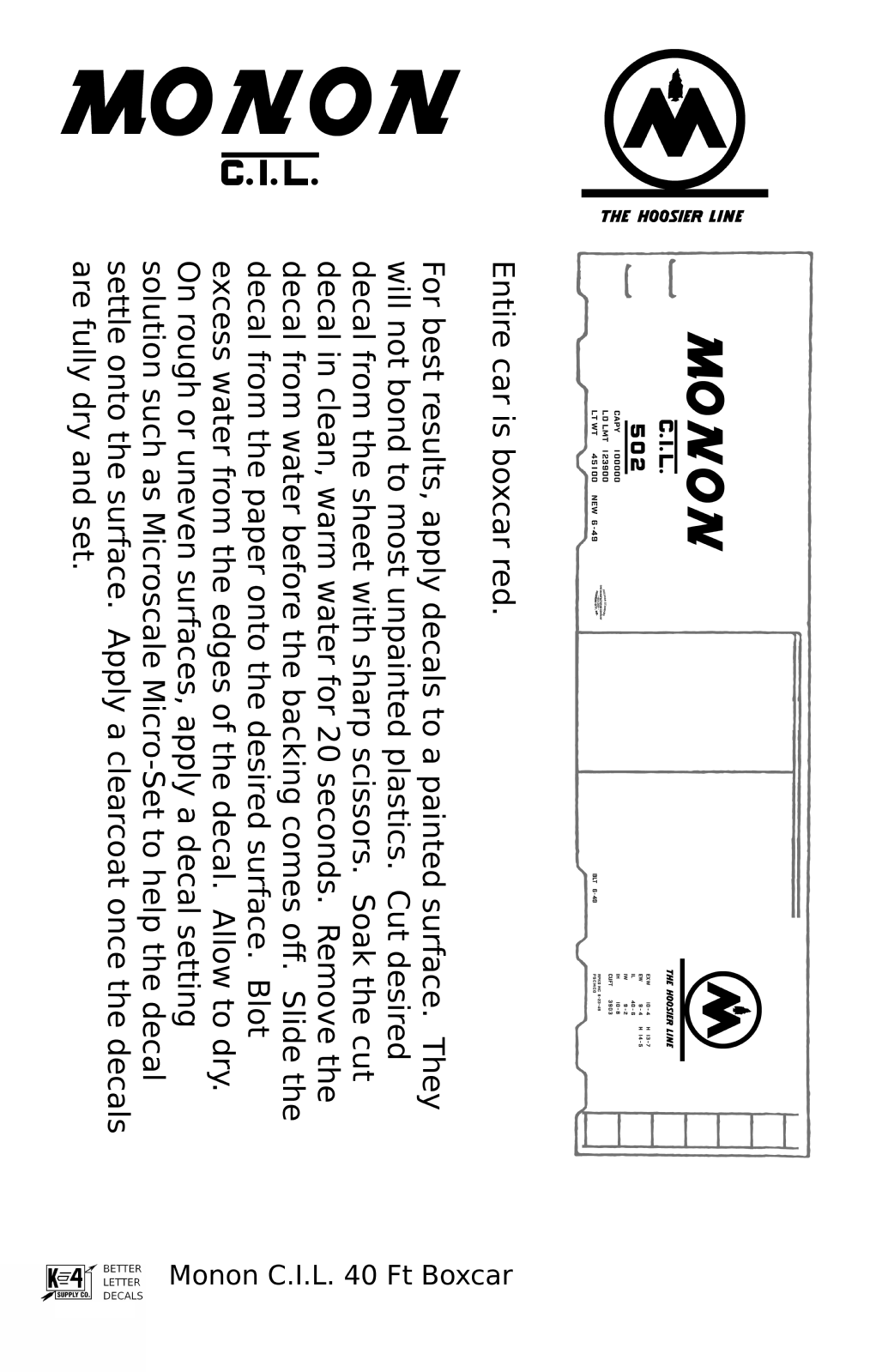 Monon (CIL) 40 Ft Boxcar White Underline Round Herald